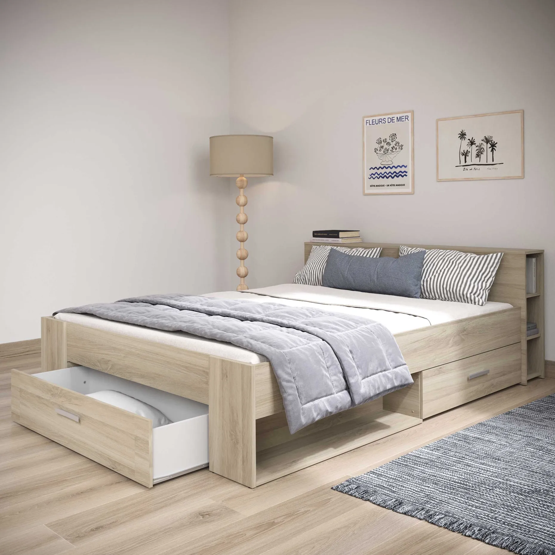 CBA Bett Polly 160 x 200 cm-Kronberger Eiche