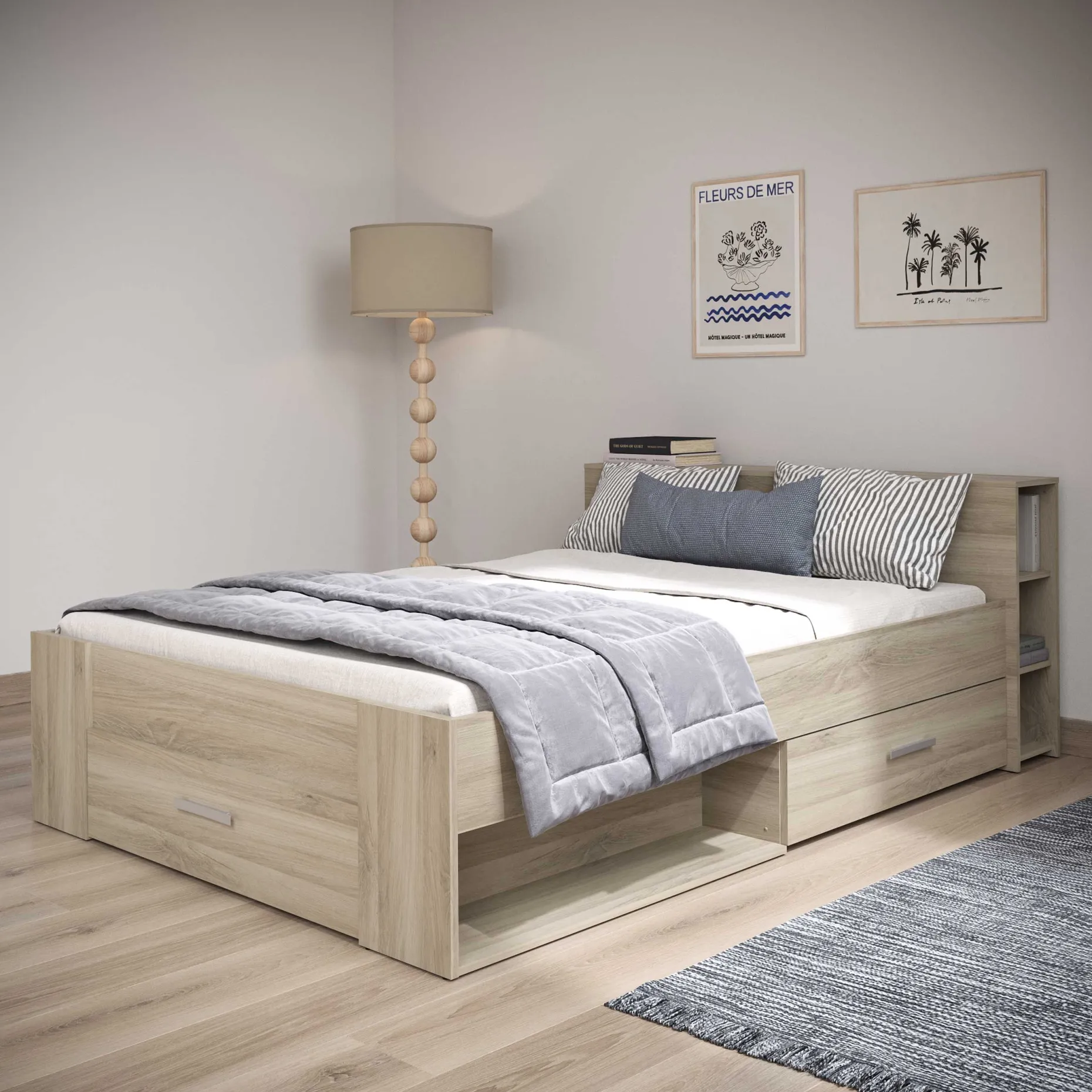 Bett Polly 140 x 190 cm-Kronberger Eiche