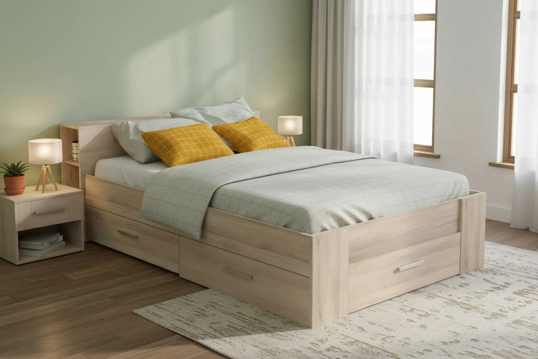Bett Polly 140 x 200 cm-Kronberger Eiche