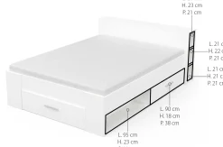 Bett Polly 160 x 200 cm-matt weiß