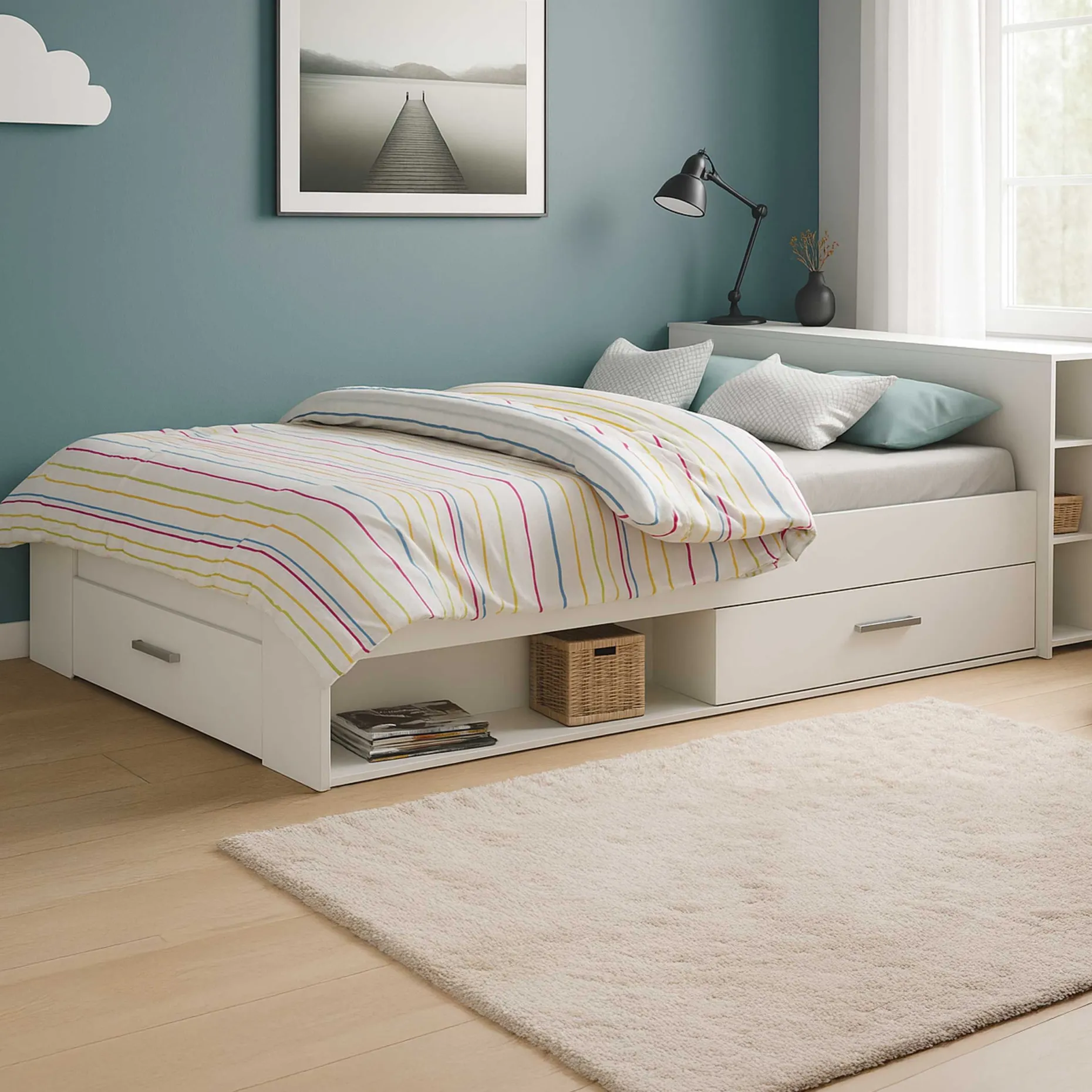 Bett Polly 160 x 200 cm-matt weiß