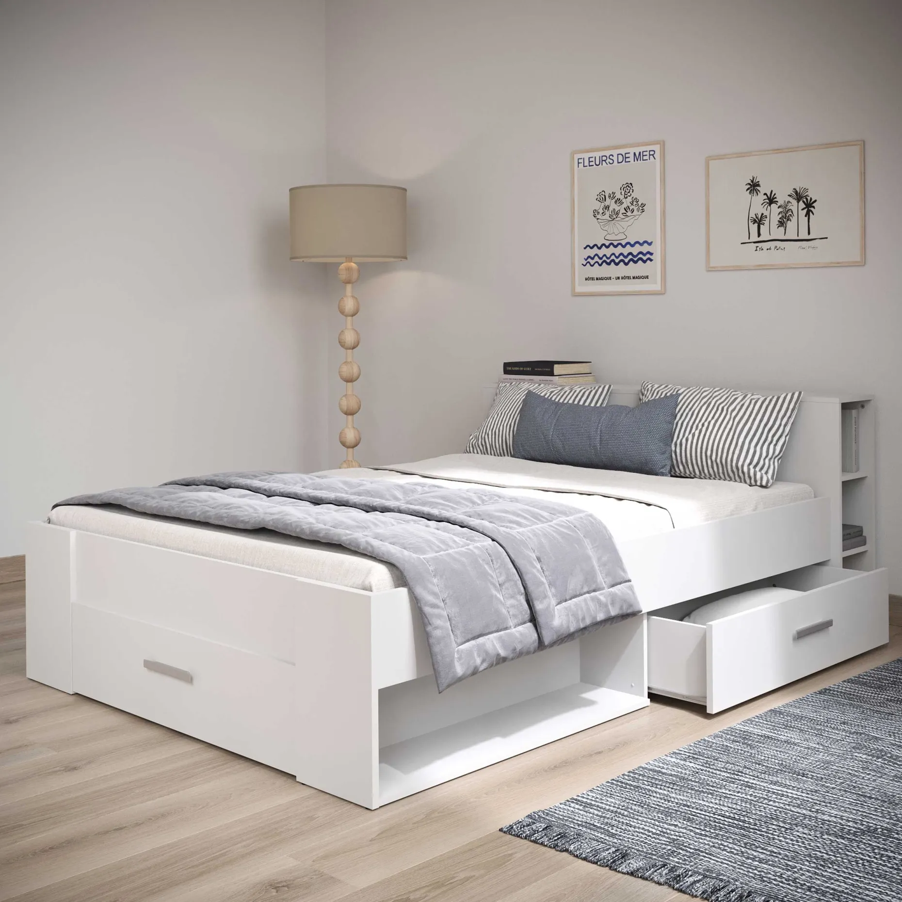 Bett Polly 140 x 190 cm-matt weiß