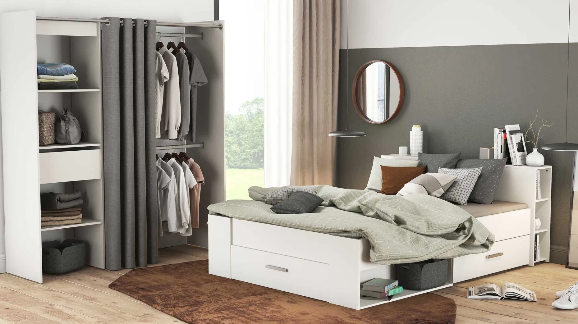Bett Polly 140 x 190 cm-matt weiß
