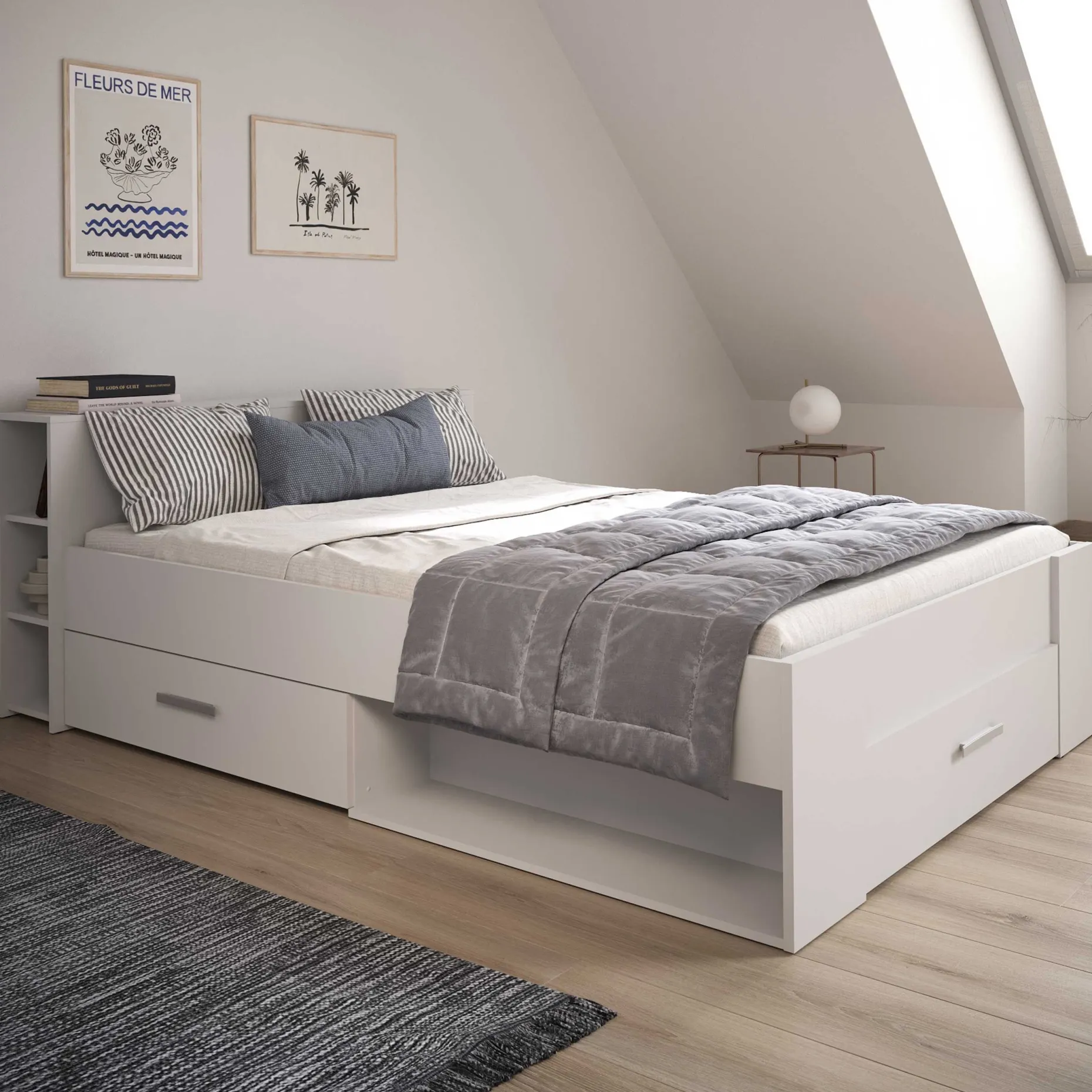 Bett Polly 140 x 190 cm-matt weiß