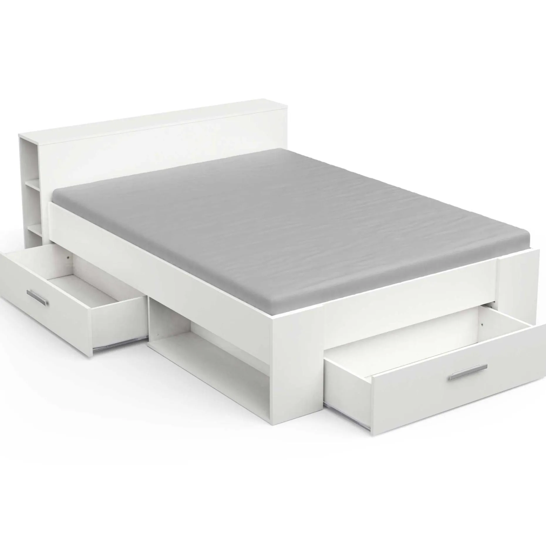Bett Polly 140 x 190 cm-matt weiß