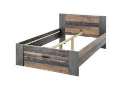 Bett Rudi 140x200 mit 1 Schublade - alter Stil/Beton