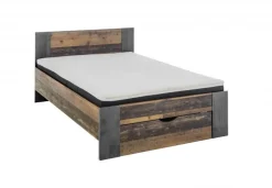 Bett Rudi 140x200 mit 1 Schublade - alter Stil/Beton