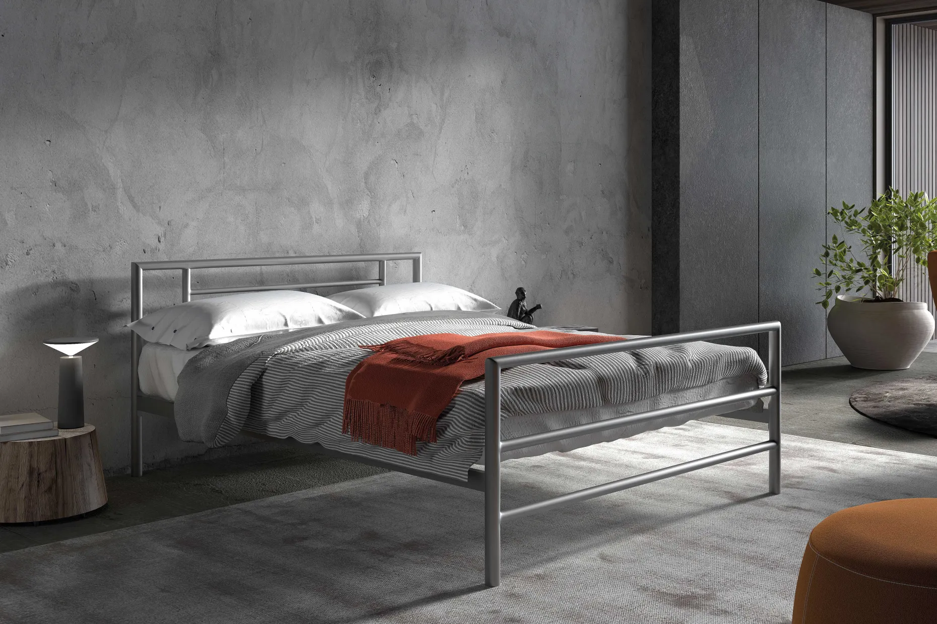 Bett Sandro 140x200 - grau