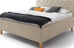 Bett San Marino 160x200cm mit Stauraum Kunstleder - beige/eiche