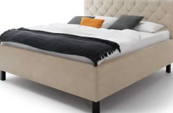 Bett San Marino 160x200cm mit Stauraum Kunstleder - beige/schwarz