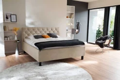 Bett San Marino 180x200cm mit Stauraum Kunstleder - beige/schwarz