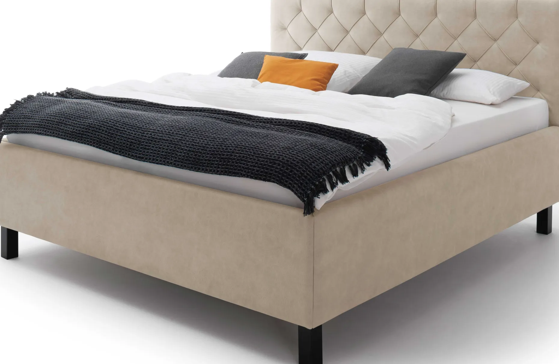 Bett San Marino 180x200cm mit Stauraum Kunstleder - beige/schwarz