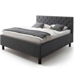 Bett San Marino 160x200cm mit Stauraum Kunstleder - anthrazit/schwarz