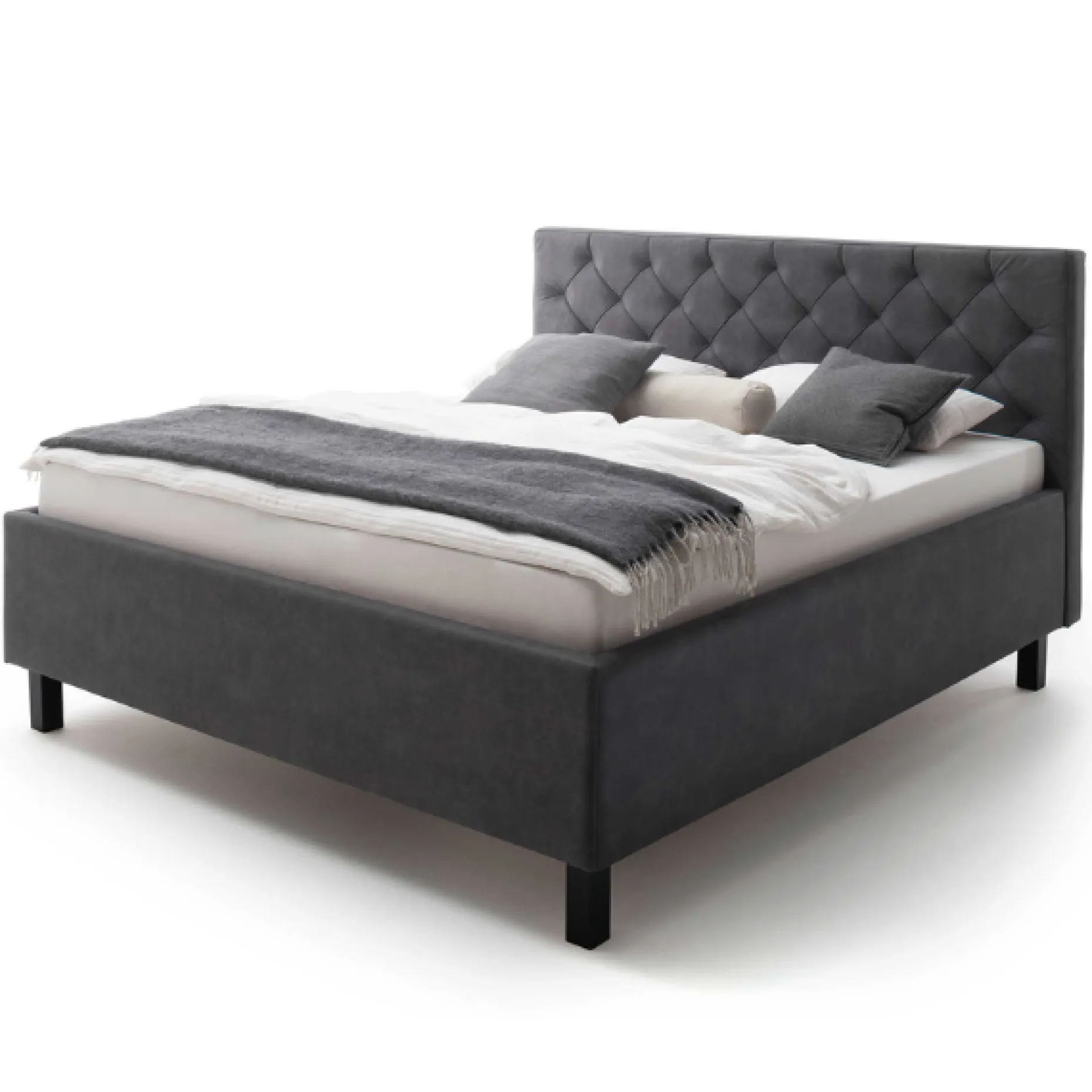 Bett San Marino 160x200cm mit Stauraum Kunstleder - anthrazit/schwarz