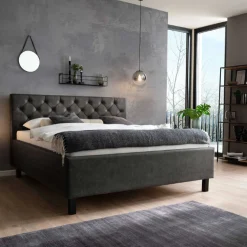 Bett San Marino 160x200cm mit Stauraum Kunstleder - anthrazit/schwarz