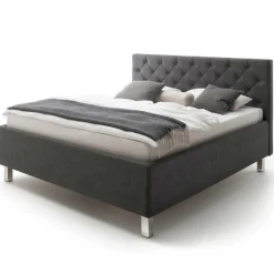 Bett San Marino 160x200cm mit Stauraum Kunstleder - anthrazit/chrom