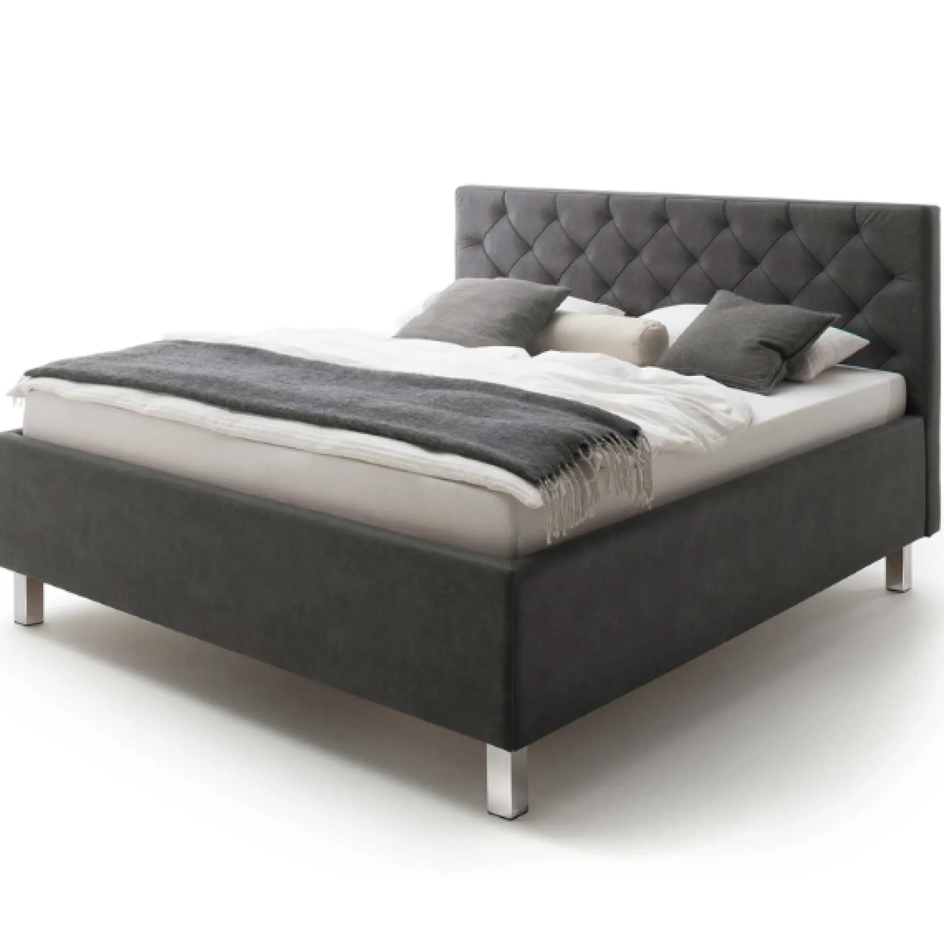 Bett San Marino 160x200cm mit Stauraum Kunstleder - anthrazit/chrom