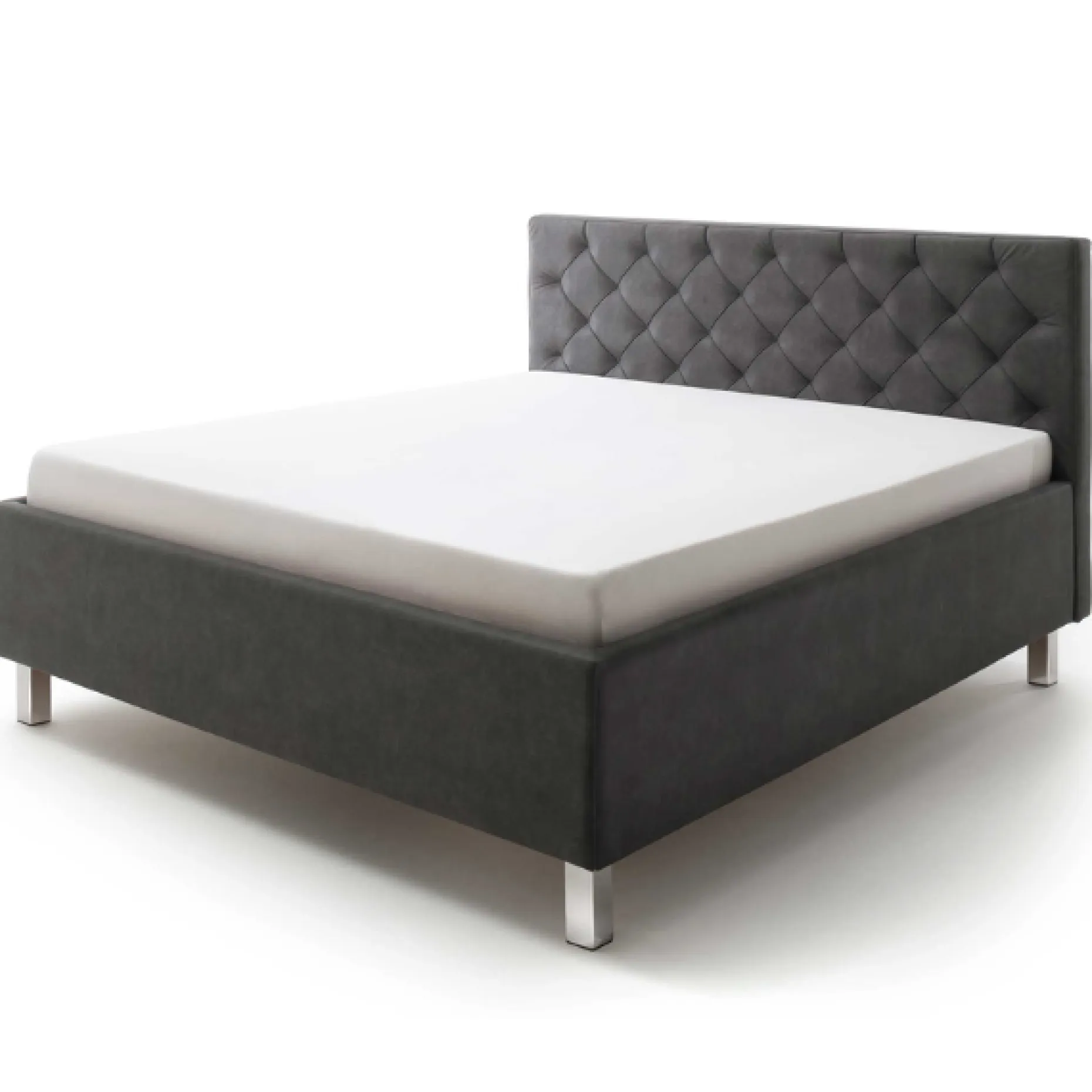 Bett San Marino 160x200cm mit Stauraum Kunstleder - anthrazit/chrom