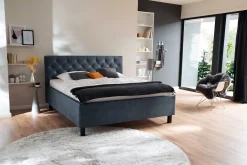 Bett San Marino 160x200cm mit Stauraum Kunstleder - blau/schwarz