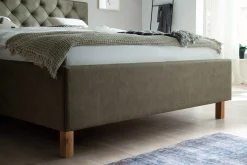 Bett San Marino 160x200cm mit Stauraum Kunstleder - grün/eiche