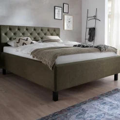Bett San Marino 160x200cm mit Stauraum Kunstleder - grün/schwarz