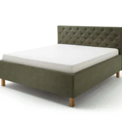 Bett San Marino 180x200cm mit Stauraum Kunstleder - grün/Eiche