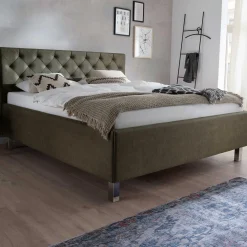 Bett San Marino 180x200cm mit Stauraum Kunstleder - grün/chrom