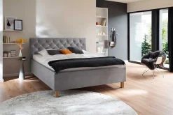 Bett San Marino 160x200cm mit Stauraum Kunstleder - grau/gelb
