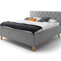 Bett San Marino 160x200cm mit Stauraum Kunstleder - grau/gelb