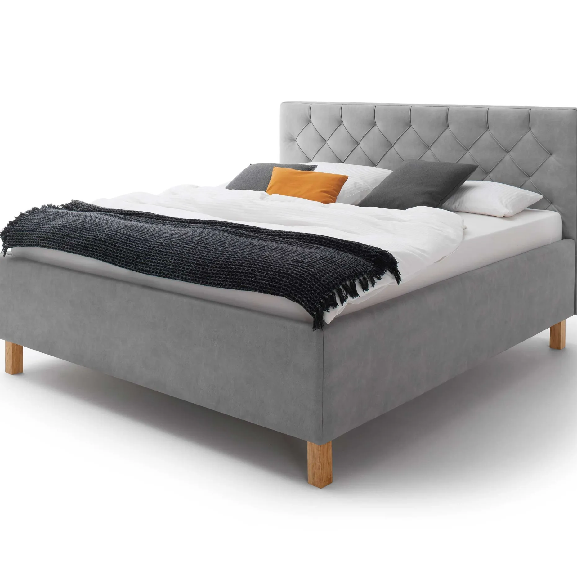 Bett San Marino 160x200cm mit Stauraum Kunstleder - grau/gelb