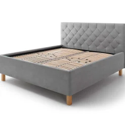 Bett San Marino 160x200cm mit Stauraum Kunstleder - grau/gelb