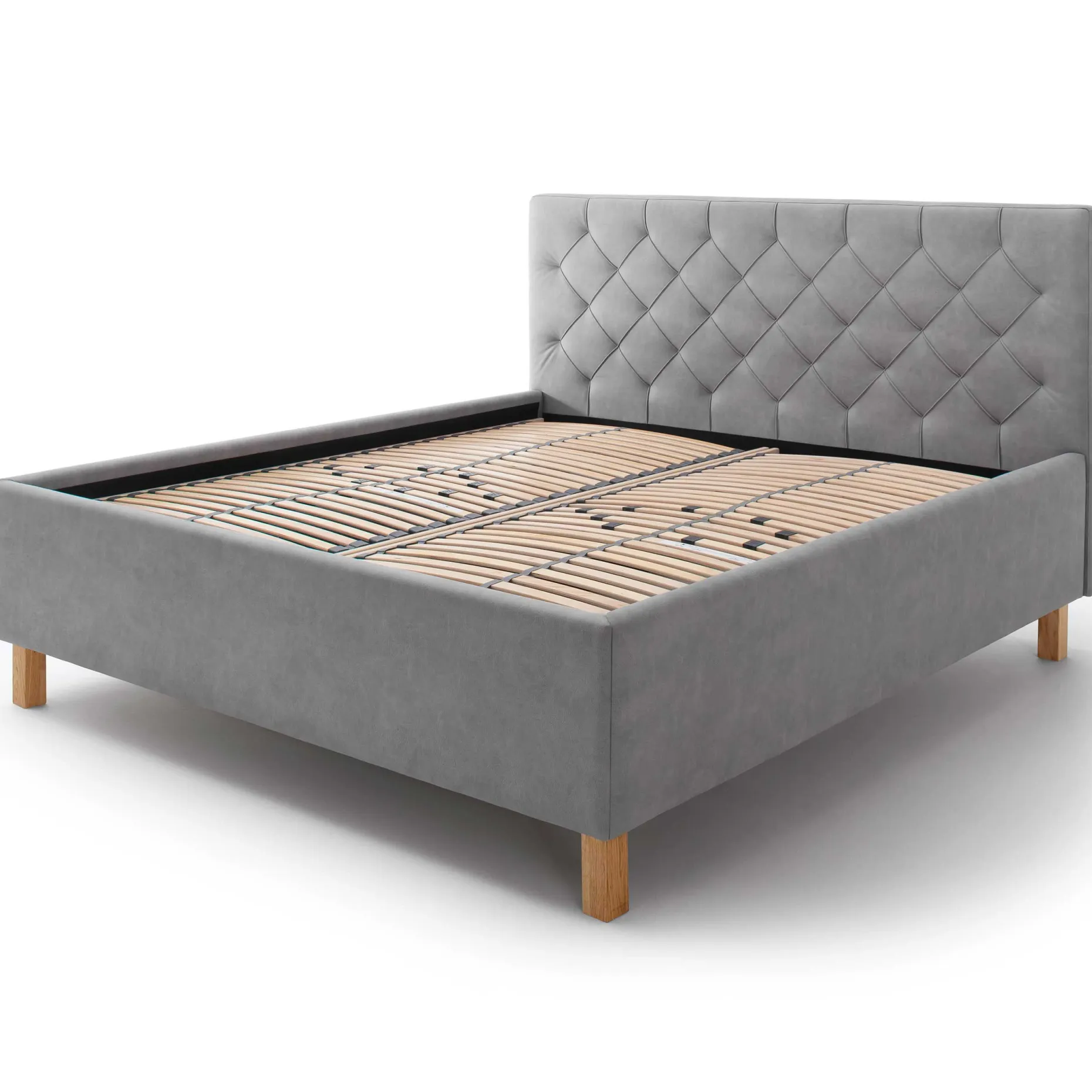 Bett San Marino 160x200cm mit Stauraum Kunstleder - grau/gelb