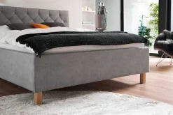 Bett San Marino 160x200cm mit Stauraum Kunstleder - grau/gelb