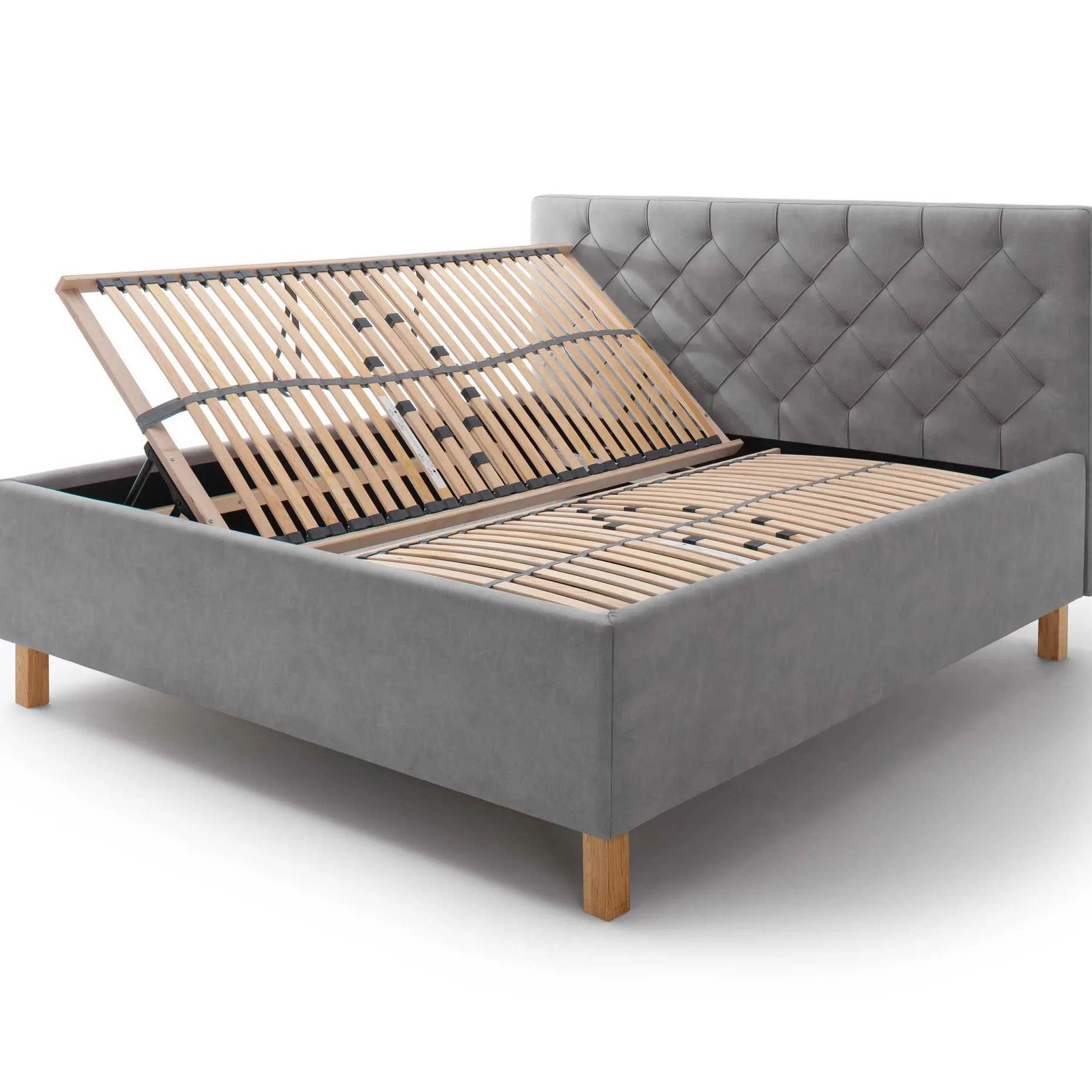 Bett San Marino 160x200cm mit Stauraum Kunstleder - grau/gelb