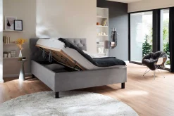 Bett San Marino 160x200cm mit Stauraum Kunstleder - grau/schwarz