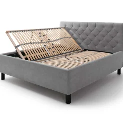 Bett San Marino 160x200cm mit Stauraum Kunstleder - grau/schwarz