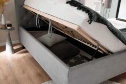 Bett San Marino 160x200cm mit Stauraum Kunstleder - grau/schwarz
