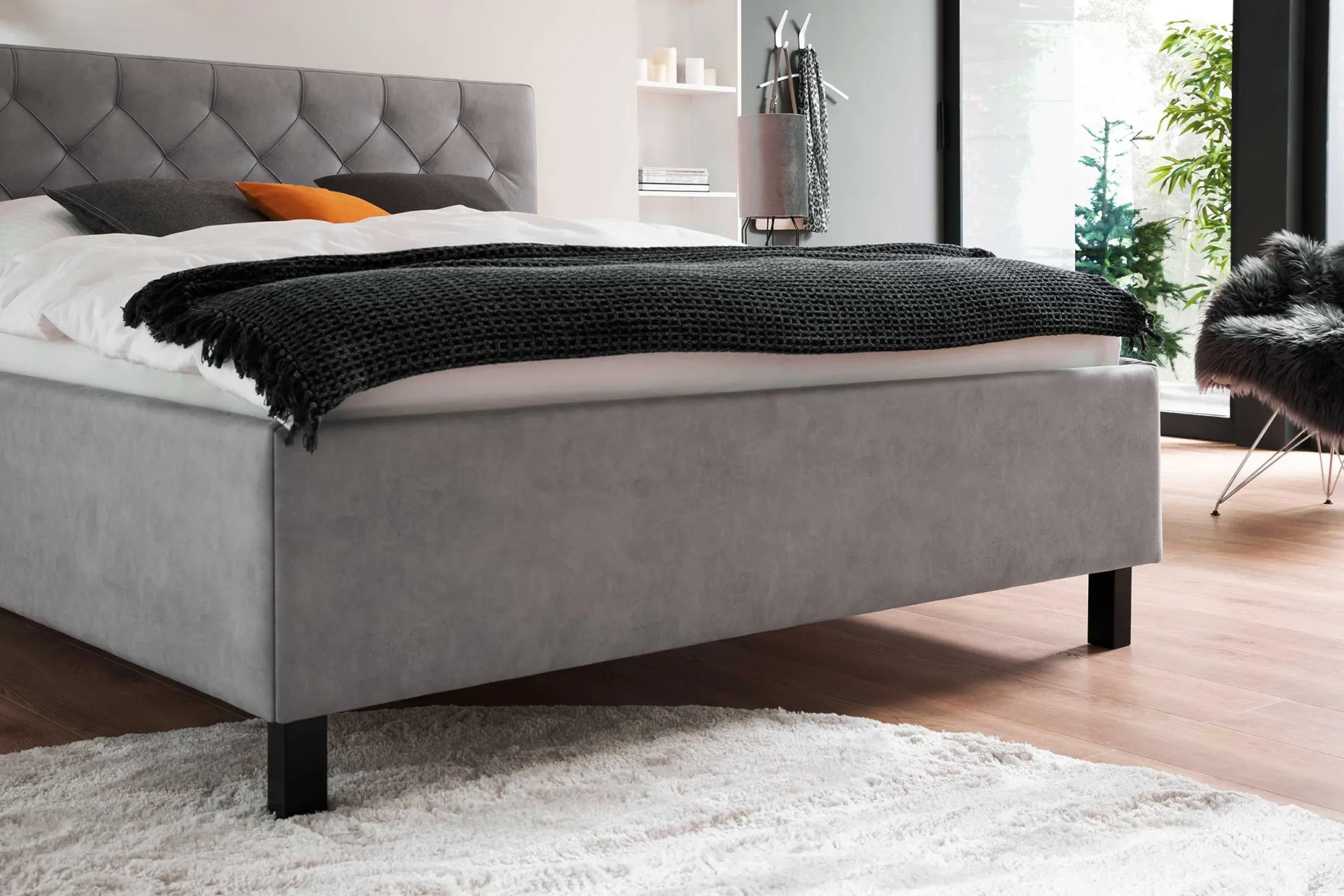 Bett San Marino 180x200cm mit Stauraum Kunstleder - grau/schwarz