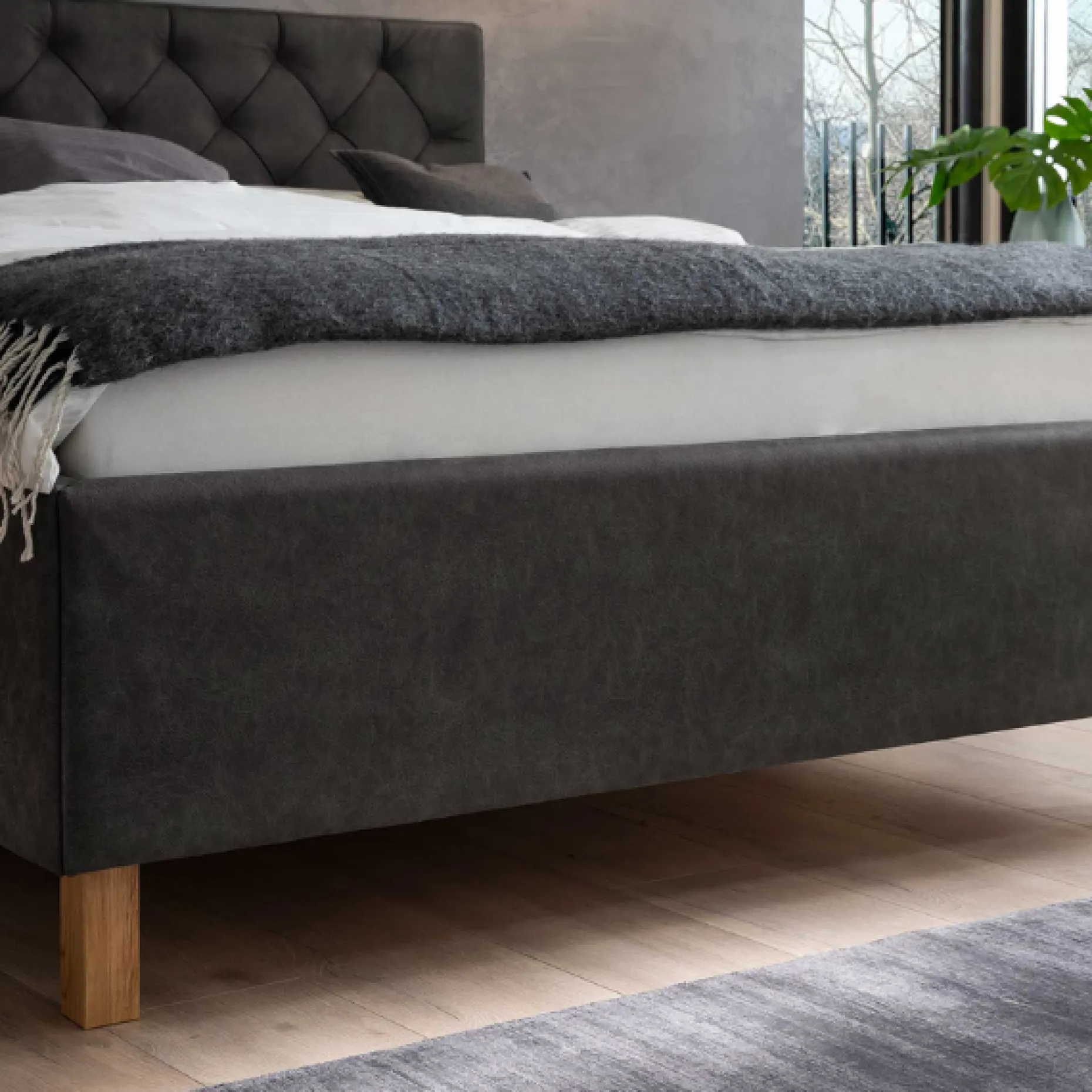 Meise Bett San Marino 180x200cm mit Stauraum Kunstleder - /eik