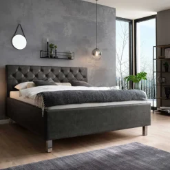 Bett San Marino 180x200cm mit Stauraum Kunstleder - anthrazit/chrom
