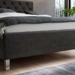 Bett San Marino 180x200cm mit Stauraum Kunstleder - anthrazit/chrom