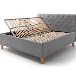 Bett San Marino 180x200cm mit Stauraum Kunstleder - grau/gelb