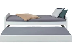 Bett Vindas 90x200 mit höhenverstellbarem Gästebett - weiß