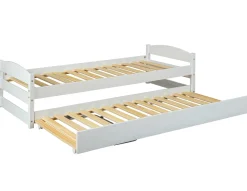 Bett Vindas 90x200 mit höhenverstellbarem Gästebett - weiß