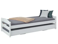 Bett Vindas 90x200 mit höhenverstellbarem Gästebett - weiß
