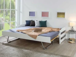 Bett Vindas 90x200 mit höhenverstellbarem Gästebett - weiß