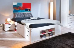Bett Xavier 160x200cm mit Stauraum - white wash