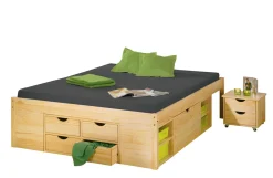 Bett Xavier 180x200 mit Stauraum - Kieferholz