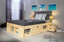 Bett Xavier 180x200 mit Stauraum - Kieferholz