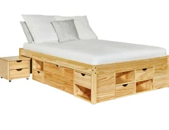 Bett Xavier 180x200 mit Stauraum - Kieferholz